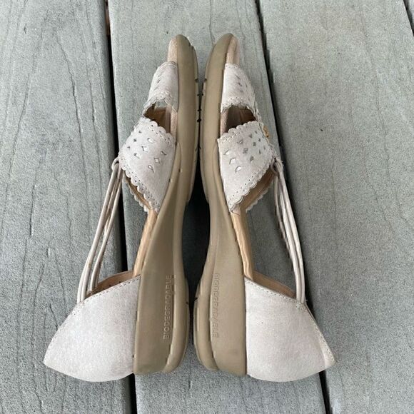 Earth Spirit Sandals Womens Size 7.5 Beaded Leather Casual Pull On Beige Wedge - Picture 8 of 10